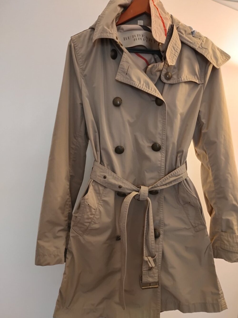 Burberry Brit Hooded Trench Coat 🧥 Nova Check Khaki - Picture 2 of 16